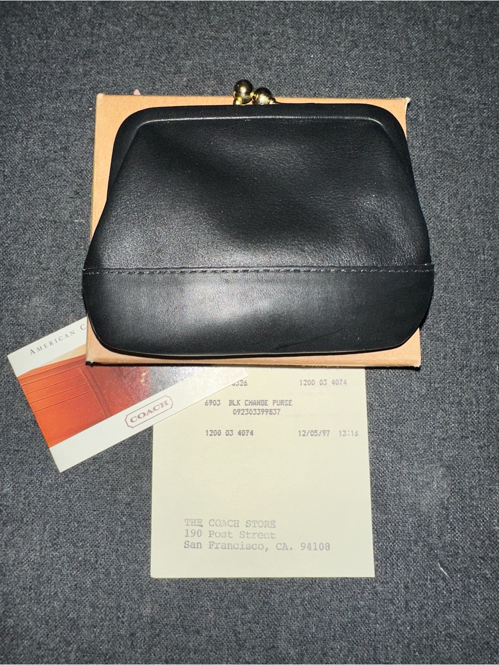 Vintage Coach Black Kisslock Pouch Coin Purse #6903